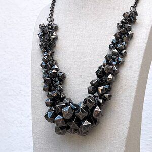 Gunmetal Faceted Beads 25" Statement Necklace / Whimsigoth / Moody Maximalism